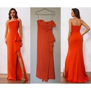 Terani Couture 251E4266 Asymmetric Ruffled Peplum Gown – Size 10